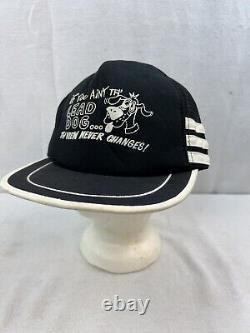 Vintage LEAD DOG 3 Stripe Mesh Trucker Hat Cap San Sun Original SnapBack