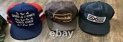 Vintage LOT 5 Snapback Trucker Hat PATCH Cap K-Products Louisville USA 3 Stripe