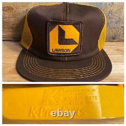 Vintage Lawson Patch Snapback Trucker Hat Mesh Cap K-Products Made in USA farm
