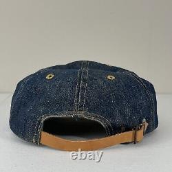 Vintage Levi Strauss Denim Leather Patch/Strap Hat Trucker Cap Strap Orange Tab