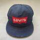 Vintage Levis Denim Logo Snapback Trucker Mesh Cap Hat Made In Usa