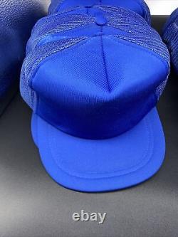 Vintage Lot of 19 Mesh Trucker Hat Blank Snapback Youth Cap 80s Blue Taiwan