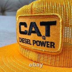 Vintage Louisville Cat Diesel Power All Mesh Yellow SnapBack Hat Cap Trucker 80s
