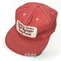 Vintage Louisville MFG Red Ranger Dog Patch Snapback Denim Trucker Hat Cap USA