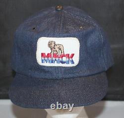 Vintage MACK TRUCK Snapback Trucker Hat Cap Patch Denim OS Bull Dog Adjustable