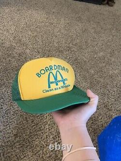 Vintage Mcdonald's Green & Yellow Vented Trucker Hat Cap Snap Back Rare Boardman