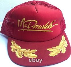 Vintage Mcdonalds Trucker Hat Mens Large Red Snapback Mesh Bash Script Logo Cap