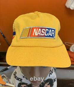 Vintage NASCAR 3 Three Stripe Trucker Hat Cap Snap Back RARE Made in USA