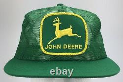 Vintage NOS John Deere Trucker Hat Snapback Cap Green Patch Mesh K-Brand USA New