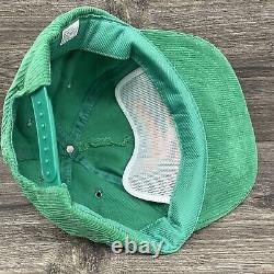 Vintage Newport Alive With Pleasure Green Corduroy Snap Back Trucker Cap Hat