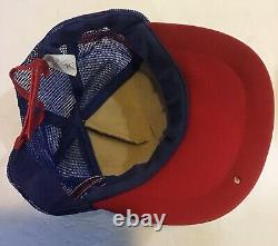 Vintage PEPSI-COLA 3 Stripe Snapback Trucker Hat Cap Red White Blue