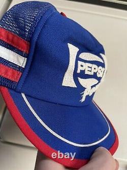 Vintage PEPSI COLA Power 3 Stripe Snapback Trucker Hat Cap Red White Blue RARE