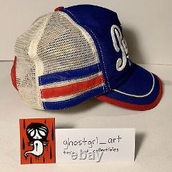 Vintage PEPSI Trucker Hat Snapback Cap Made in USA Blue 3 Stripe Three NJ