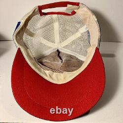 Vintage PEPSI Trucker Hat Snapback Cap Made in USA Blue 3 Stripe Three NJ