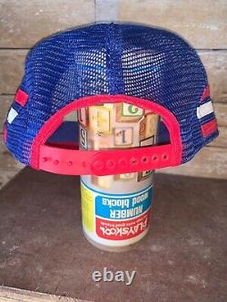 Vintage Pepsi Cola Beaver Dam WI Trucker Cap 3 Stripe Snapback Hat Mesh Red and