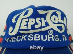 Vintage Pepsi Cola Kecksburg, PA Trucker Cap 3 Stripe Snapback Hat Mesh