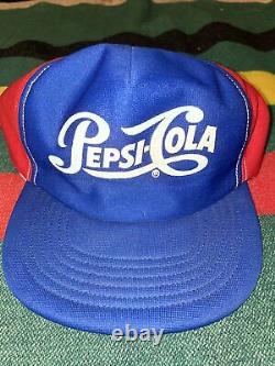 Vintage Pepsi Cola Snapback Trucker Hat Cap Lot 2 Three Stripes Mesh Diet Pepsi