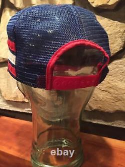 Vintage Pepsi-Cola Trucker Hat Mesh 3 Stripe Blue Red White USA Snap Back Cap