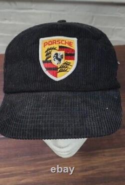 Vintage Porsche Corduroy Snap Back Hat Cap 80s 90s