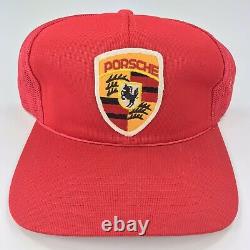 Vintage Porsche Red Mesh Snapback Cap Hat Mesh Back Young An Daco RARE