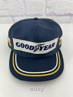 Vintage Rare Hipster Trucker Hat Baseball Cap Goodyear Patch 2 Stripe Snapback