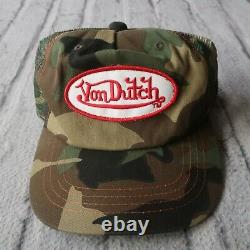 Vintage Rare Von Dutch Logo Camo Mesh Trucker Snapback Hat Cap Camouflage 2