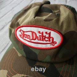 Vintage Rare Von Dutch Logo Camo Mesh Trucker Snapback Hat Cap Camouflage 4