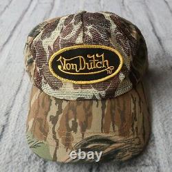 Vintage Rare Von Dutch Logo Tree Camo Mesh Trucker Snapback Hat Cap Camouflage