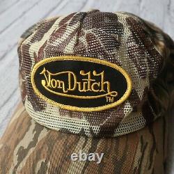 Vintage Rare Von Dutch Logo Tree Camo Mesh Trucker Snapback Hat Cap Camouflage