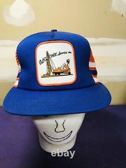 Vintage Rare Well Service Snapback Trucker Mesh Cap Hat 3 Stripe Made In USA