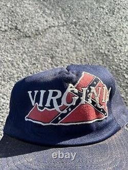 Vintage Rebel 80s 90s Flag Blue Snapback Mesh Trucker Hat Cap USA Tennessee HC