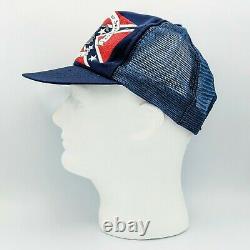 Vintage Rebel You Bet Your A Flag Blue Snapback Mesh Trucker Hat Cap USA