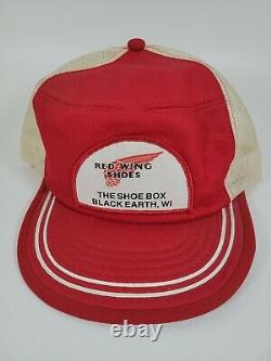 Vintage Red Wing Shoes Panel Patch Snapback Mesh Trucker Hat Cap The Shoe Box WI