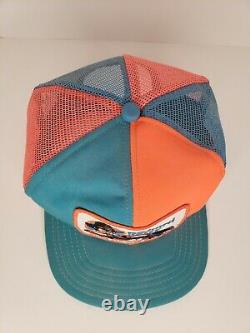 Vintage Richard Petty Nascar Pinwheel Orange Teal Patch Snapback Trucker Hat Cap