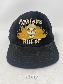 Vintage Righteous Ruler Biker Harley 3D Trucker Snapback Hat Cap Made in the USA