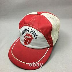 Vintage Rolling Stones Hat Cap Snap Back Men Red White Mesh Trucker Adjustable
