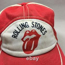 Vintage Rolling Stones Hat Cap Snap Back Men Red White Mesh Trucker Two Tone