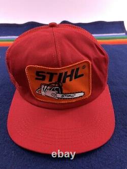 Vintage STIHL Chainsaw Snapback Foam Trucker Hat USA Rare Red 80s K Brand Cap