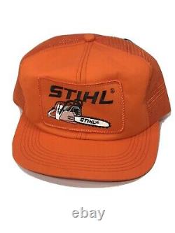 Vintage STIHL Mesh Patch Snapback Trucker Hat Cap Made USA K Products Farm