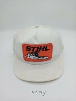 Vintage STIHL Snapback Trucker Hat Mesh Big Patch Cap American Legend USA. White