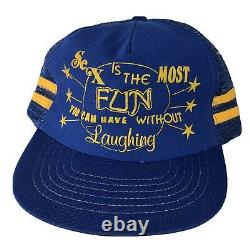 Vintage Sex Is The Most Fun Without Laughing Two 2 Stripe Mesh Trucker Cap Hat