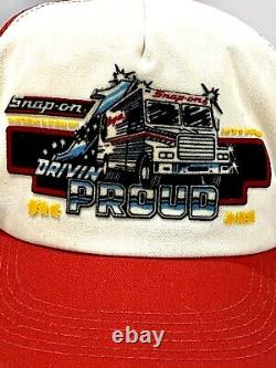 Vintage Snap-on #1 Drivin Proud Trucker Hat Snapback Mesh Truck Cap Made In USA