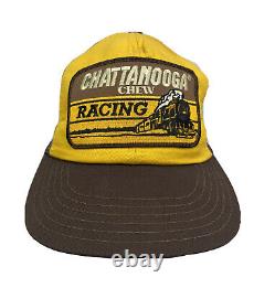 Vintage Snapback Chattanooga Chew Racing Trucker Hat Cap USA Made Big Patch 80s