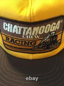 Vintage Snapback Chattanooga Chew Racing Trucker Hat Cap USA Made Big Patch 80s