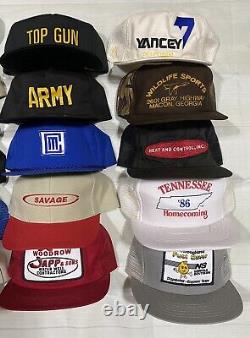 Vintage Snapback Trucker Hat Cap Lot Of 27 Mesh USA Patch Ford Army Camo