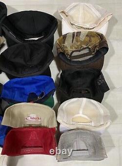 Vintage Snapback Trucker Hat Cap Lot Of 27 Mesh USA Patch Ford Army Camo