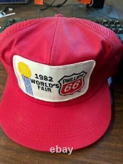 Vintage Snapback Trucker Hat Phillips 66 1982 worlds fair Cap K-Brand USA