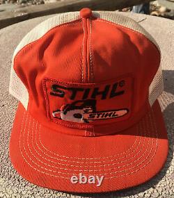 Vintage Stihl Chainsaw Patch Snapback Trucker Hat Cap 70s 80s K BRAND Mesh USA