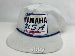 Vintage Team Yamaha USA Racing Motorcycle Trucker USA SnapBack Hat Cap White