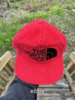 Vintage The North Face Red Corduroy Snapback Hat RARE
